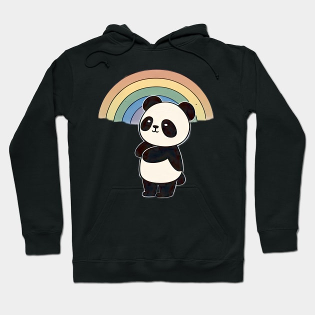 Cute Kawaii Panda Pride with rainbow flag Hoodie by The-Dark-King